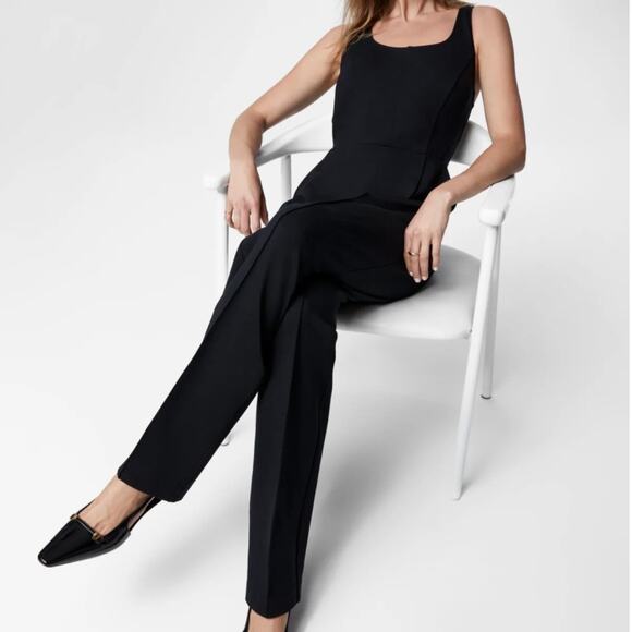 NWT Spanx Black Ponte Corset Perfect Collection Jumpsuit Size M Tall - Picture 3 of 16